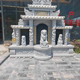 防城港芝麻白中国黑石材套墓 花岗岩墓碑